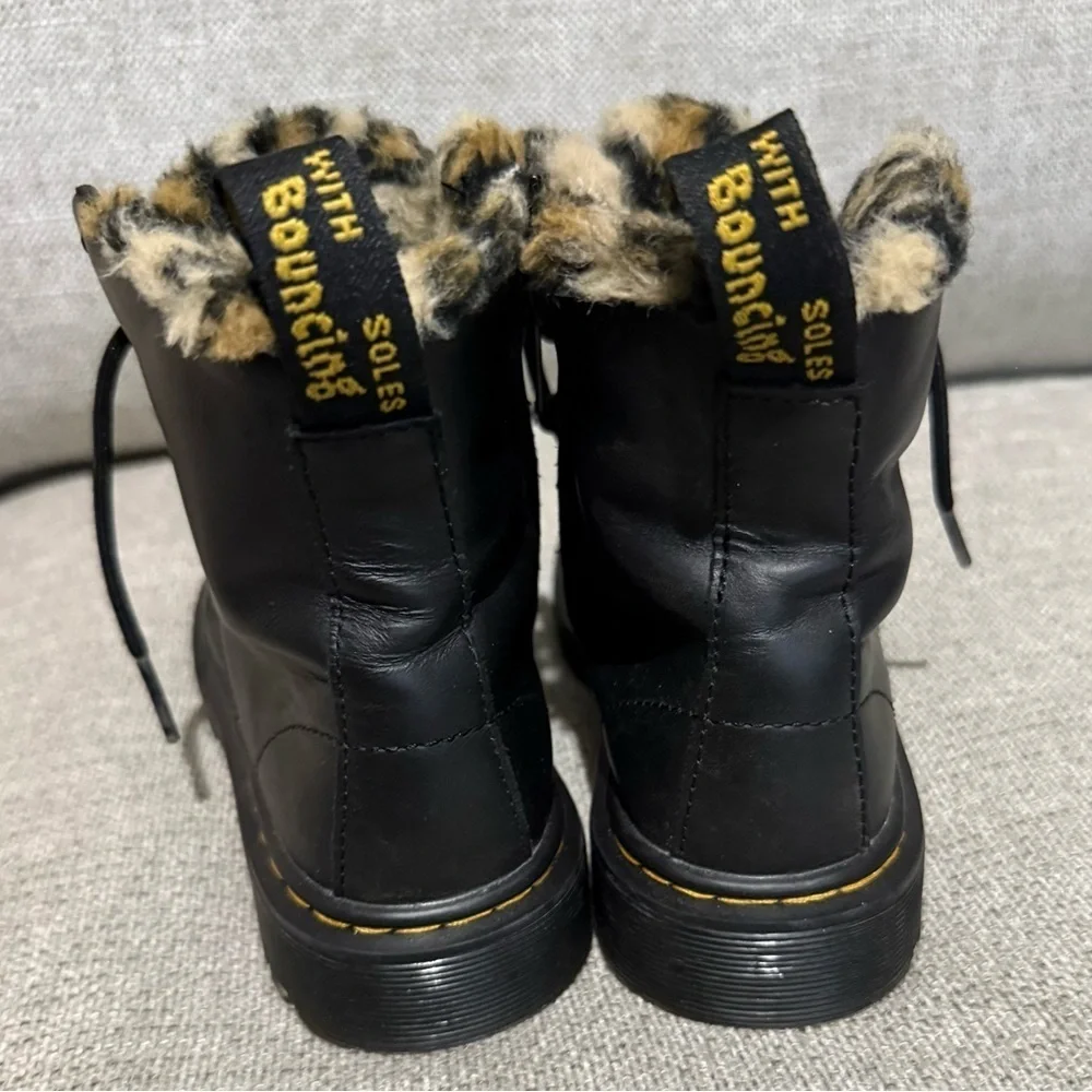 Dr. Martens Black Boots with Leopard Print